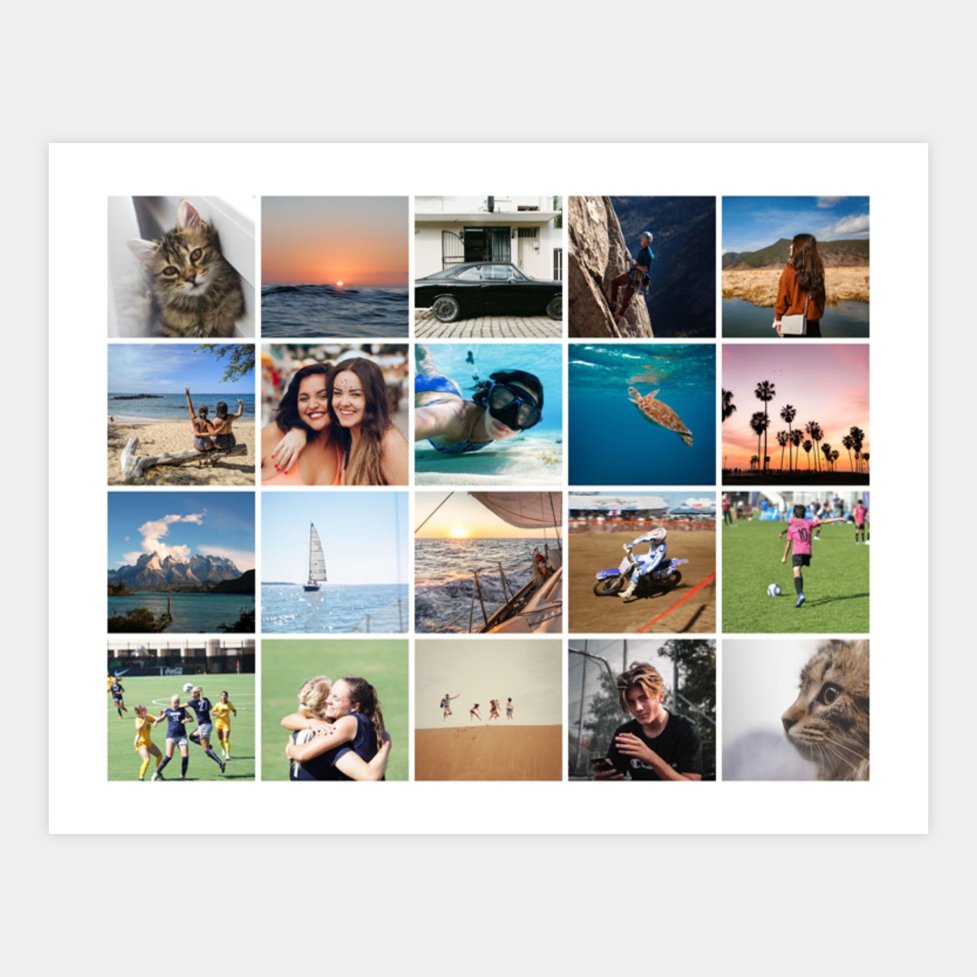 picture of a 20 image horizontal photo collage