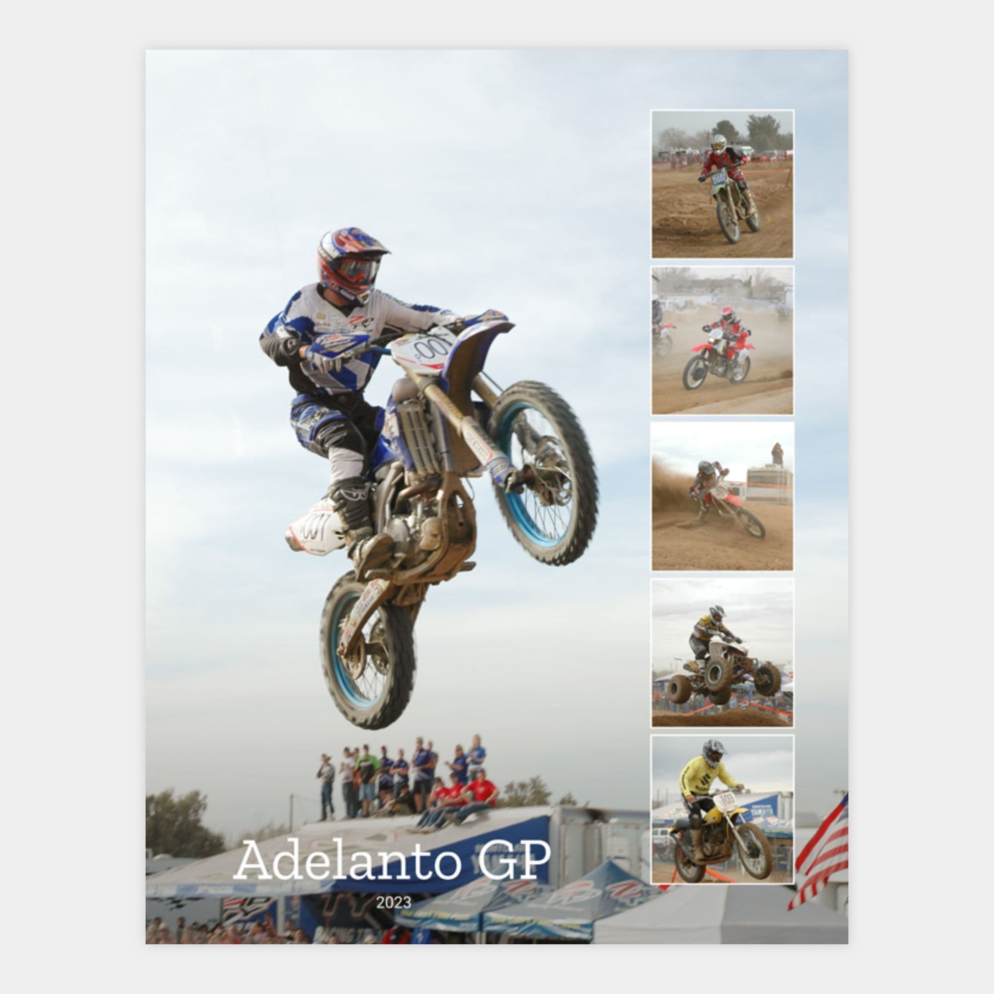 6 image collage with one large image and 5 square images inset on the right side, with two lines of text at the bottom