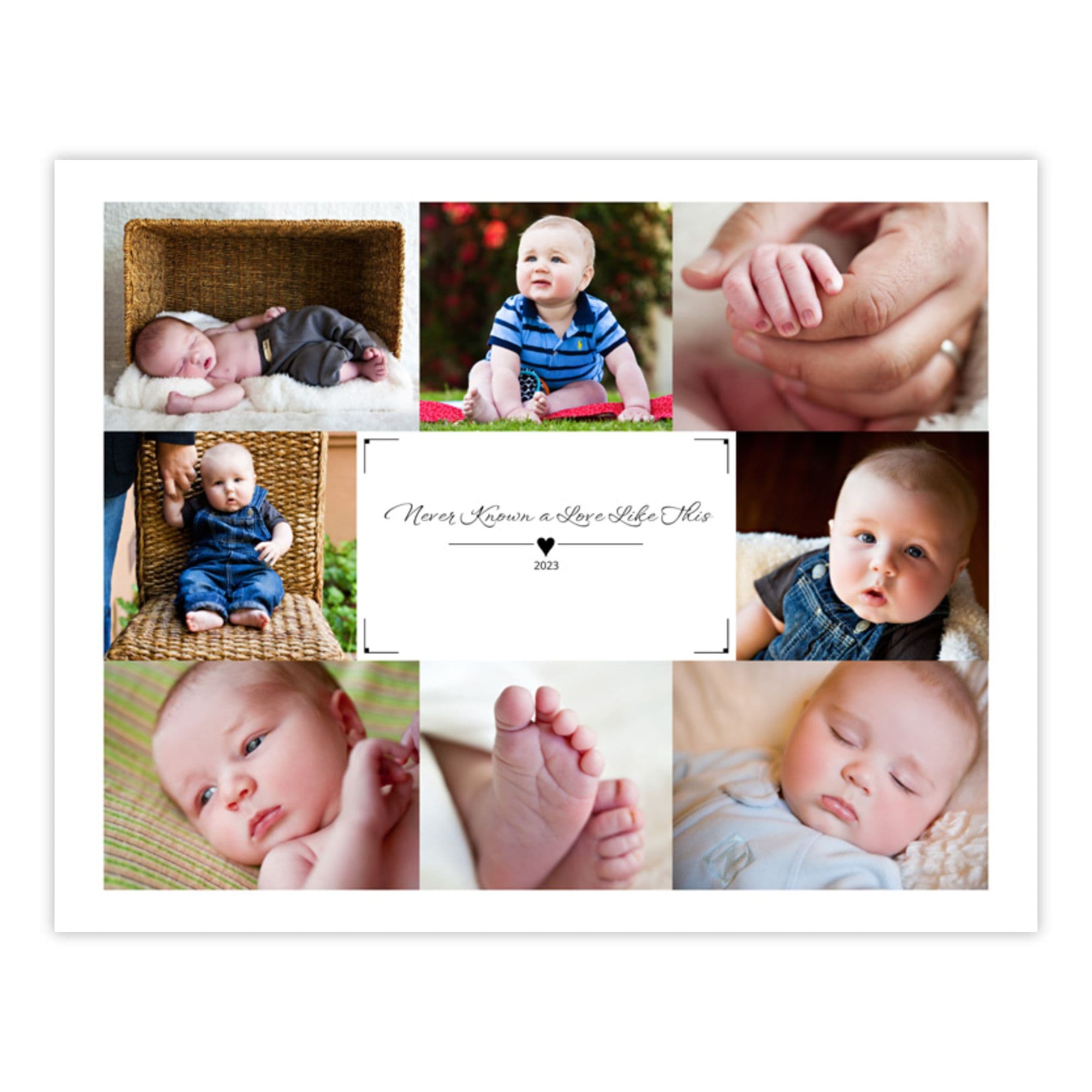 image of an 8 image collage with two lines of text separated by a heart icon.