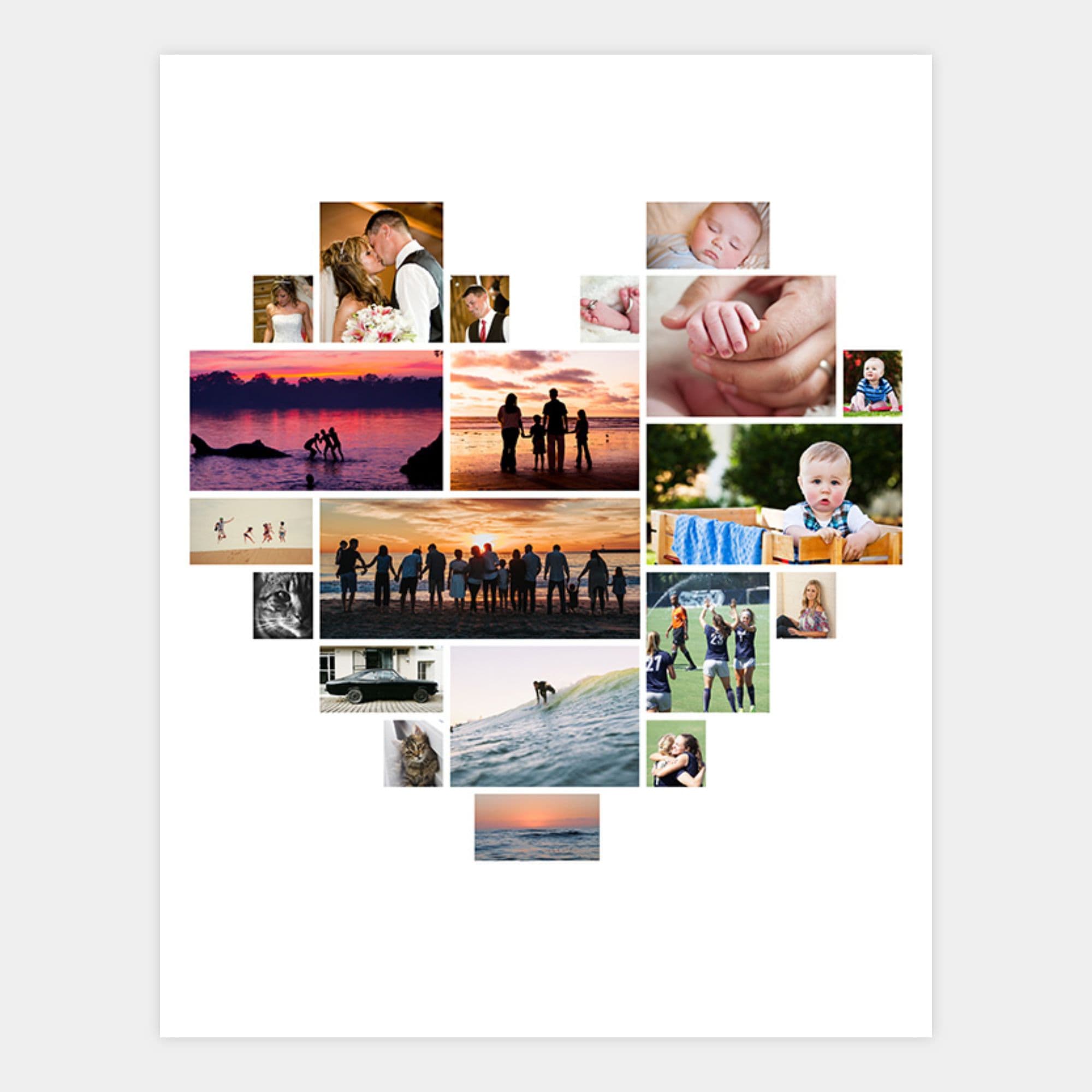 image of a collage print with the images in the shape of a heart