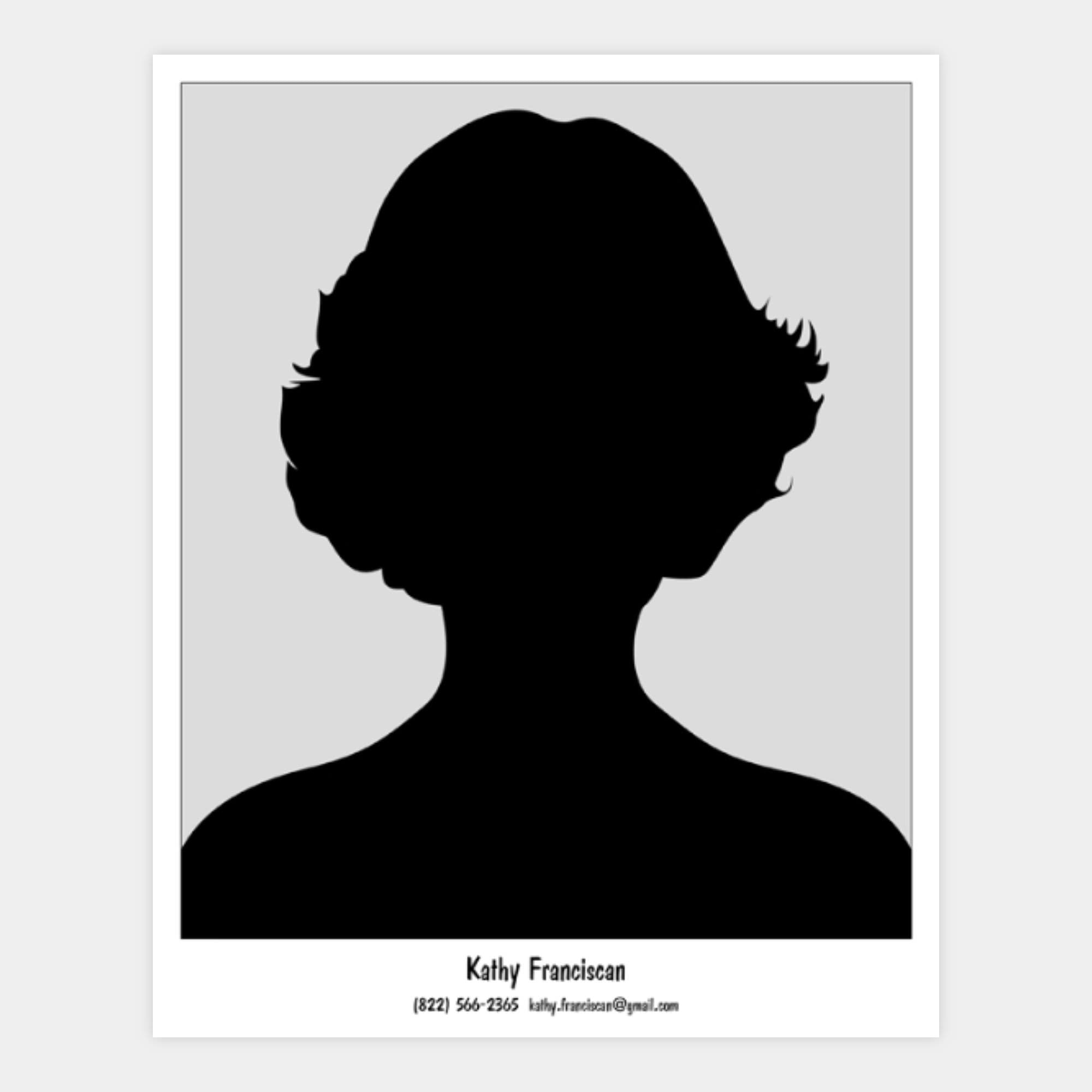 image of an 8x10 headshot template with the name and additional info and borders